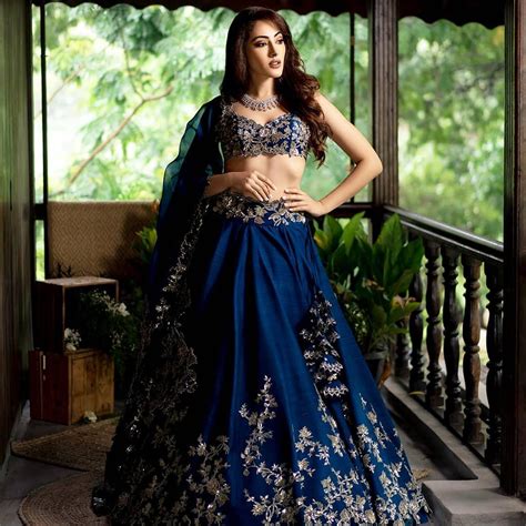 dark blue lehenga combination